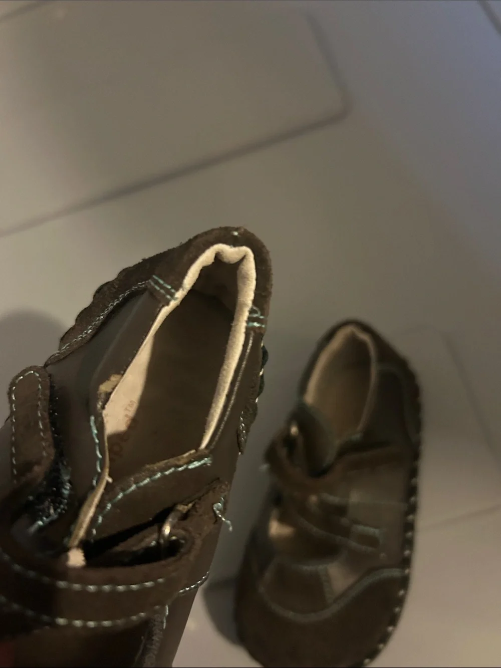Pediped Brown Suede & Leather Hook-and-Loop Walker Shoes Size 18-24 months